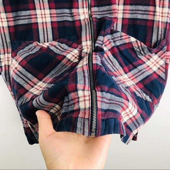 Only Plaid Flannel Zip Up Shirt Women size 34 - Picture 10 of 15